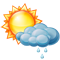 Cielos nubosos con lluvia débil